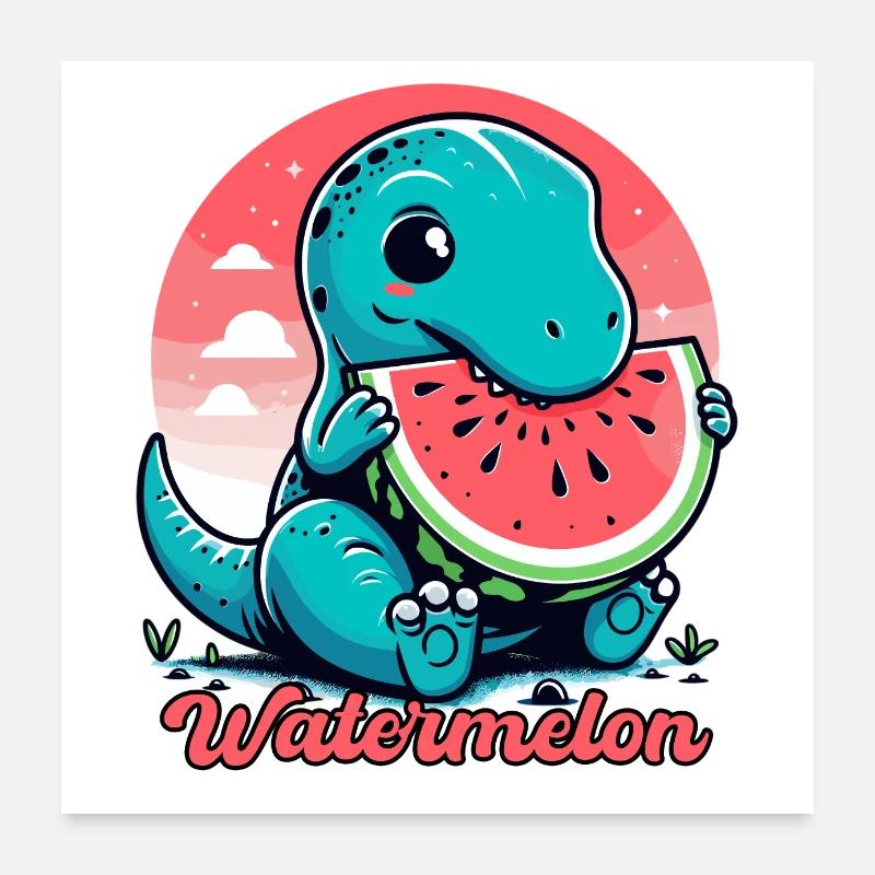 Cute T-Rex Watermelon Summer Gift Poster 24" x 24" (60x60 cm)