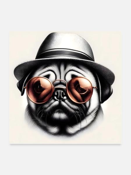 funny dog 00001 - Poster 24" x 24" (60x60 cm) - white - Front