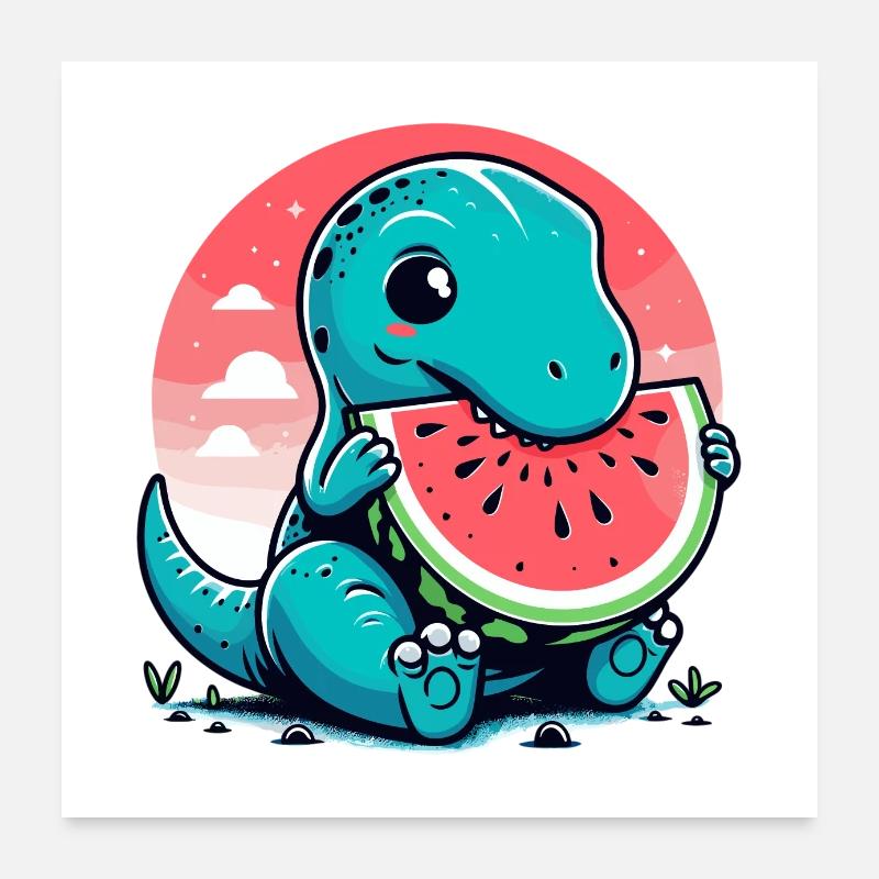 Cute T-Rex Watermelon Summer Gift Poster 24" x 24" (60x60 cm)