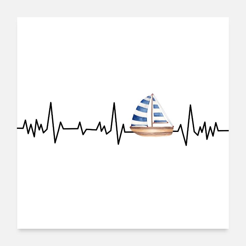 Herzschlag-Boot Poster 60x60 cm