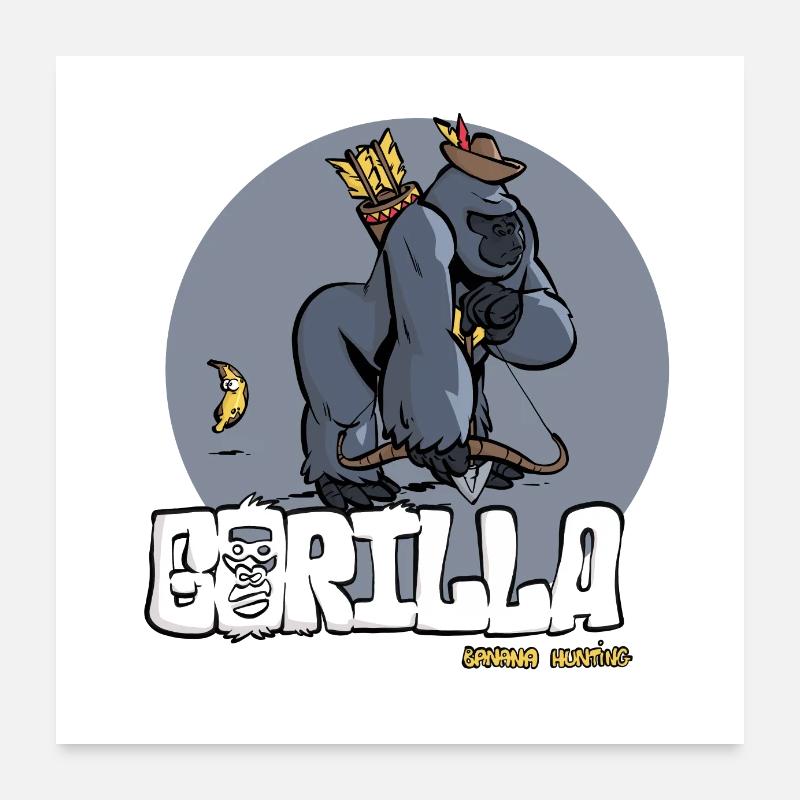 Gorille chasseur Poster 60 x 60 cm
