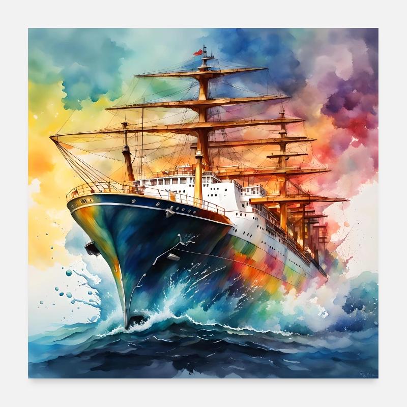 Schiff Tanker Poster 60x60 cm