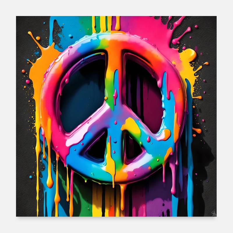 Signe de paix coloré Poster 60 x 60 cm