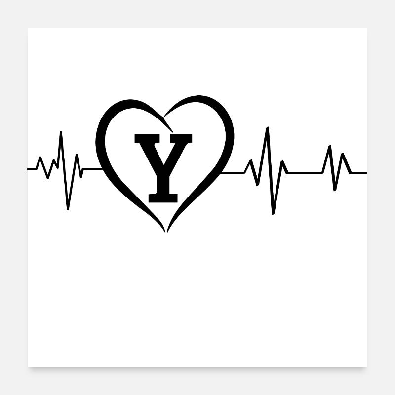 heartbeat letter Y Poster 24" x 24" (60x60 cm)