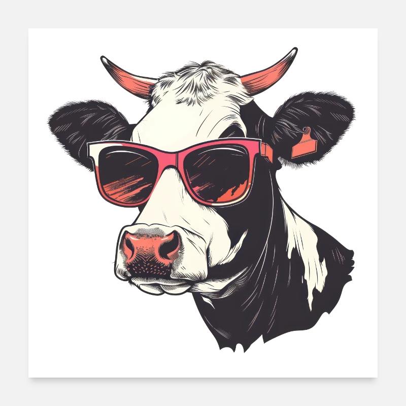 Kuh Sonnenbrille Poster 60x60 cm