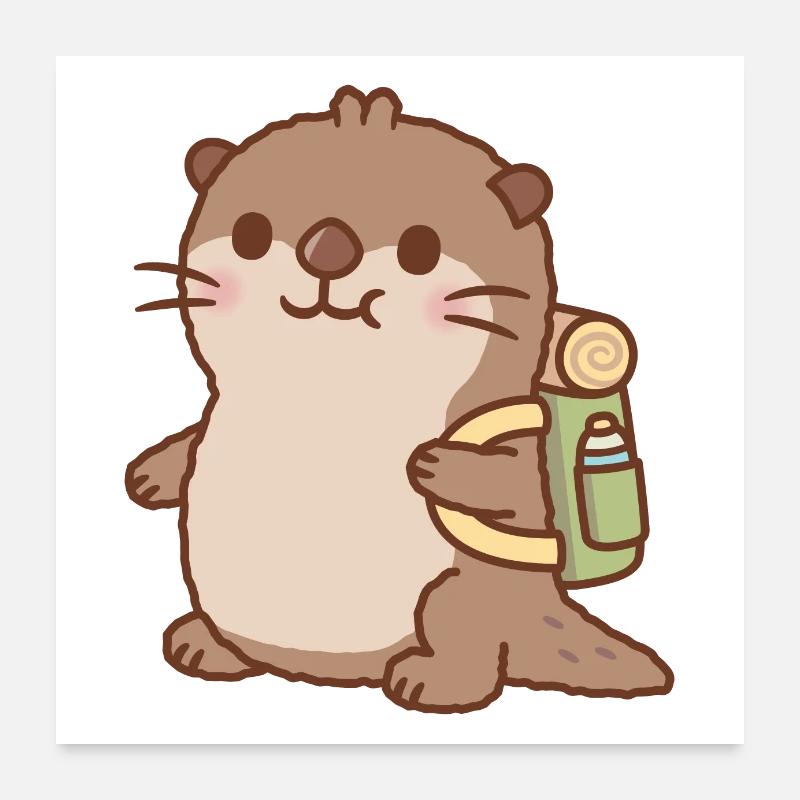 Cute Otter Goes Hiking Poster 24" x 24" (60x60 cm)