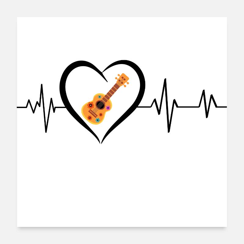 Ukulele Herzschlag Poster 60x60 cm