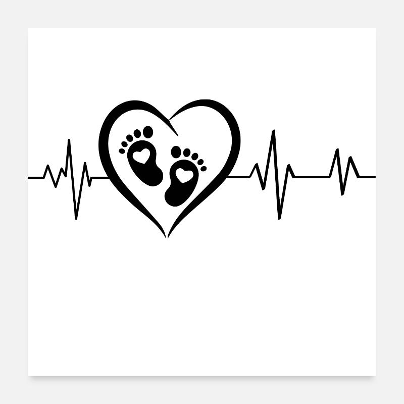 battement de cœur empreinte de pied de bébé Poster 60 x 60 cm