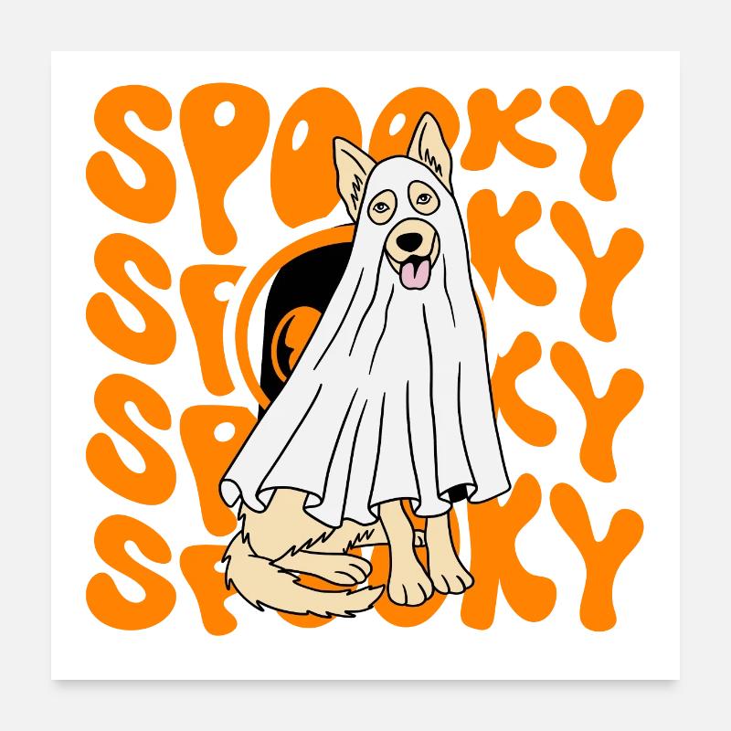 Spooky Duo: Golden Retrievers Halloween Fun Poster 24" x 24" (60x60 cm)