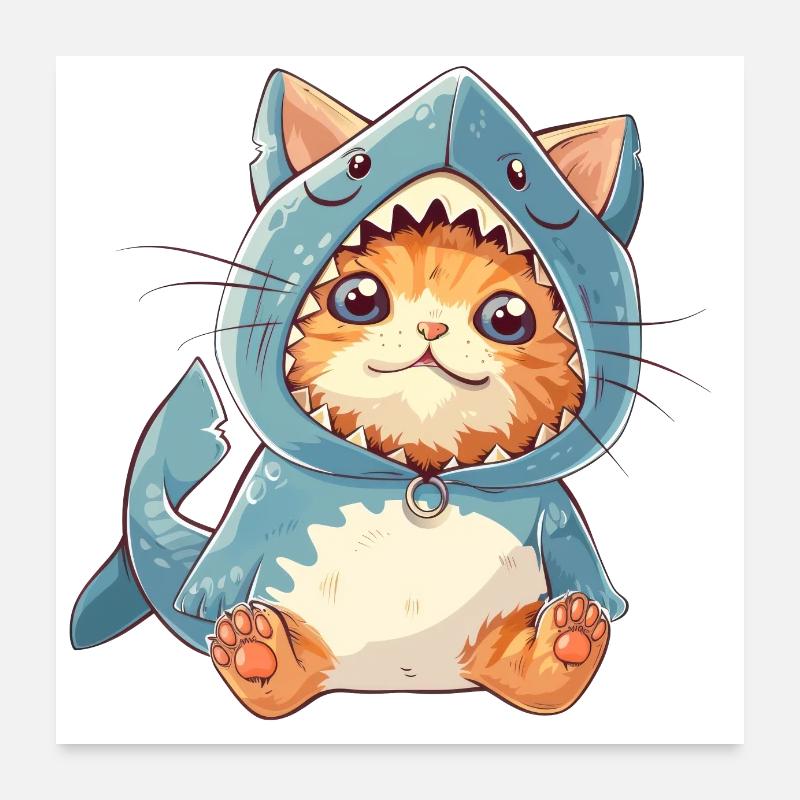 Mignon costume de requin chat Poster 60 x 60 cm