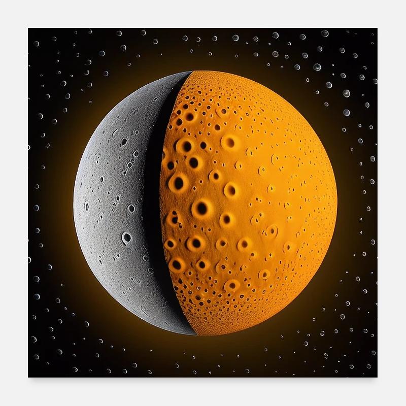 Orangegrauer Planet Poster 60x60 cm
