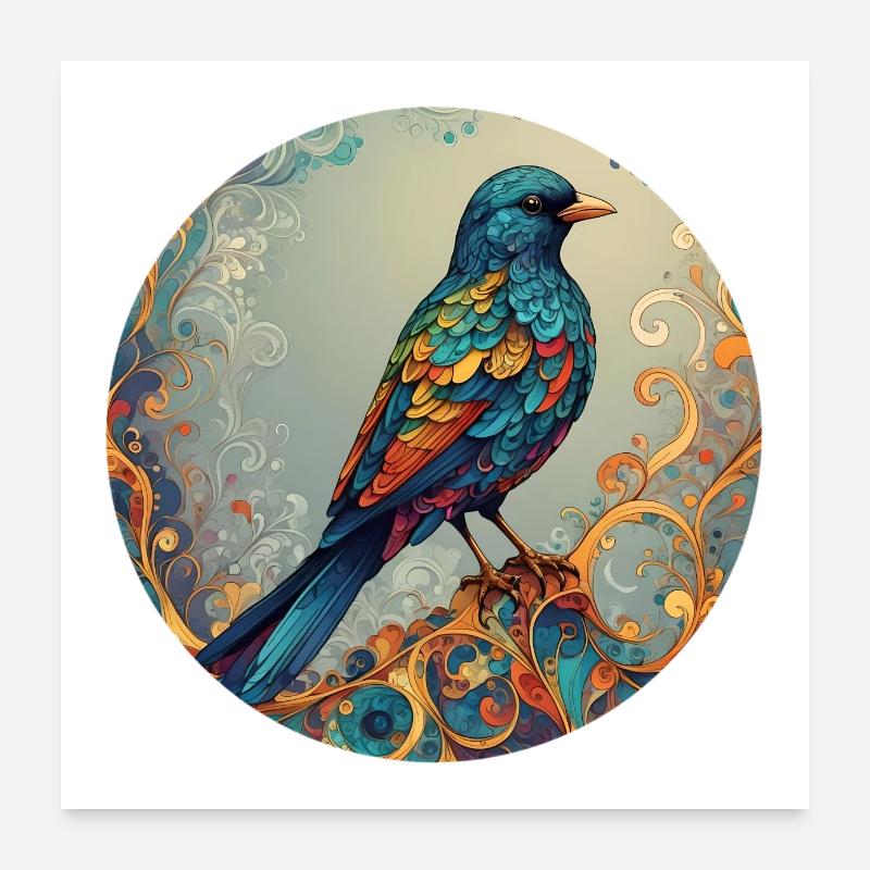 Vogel runder Batch Poster 60x60 cm