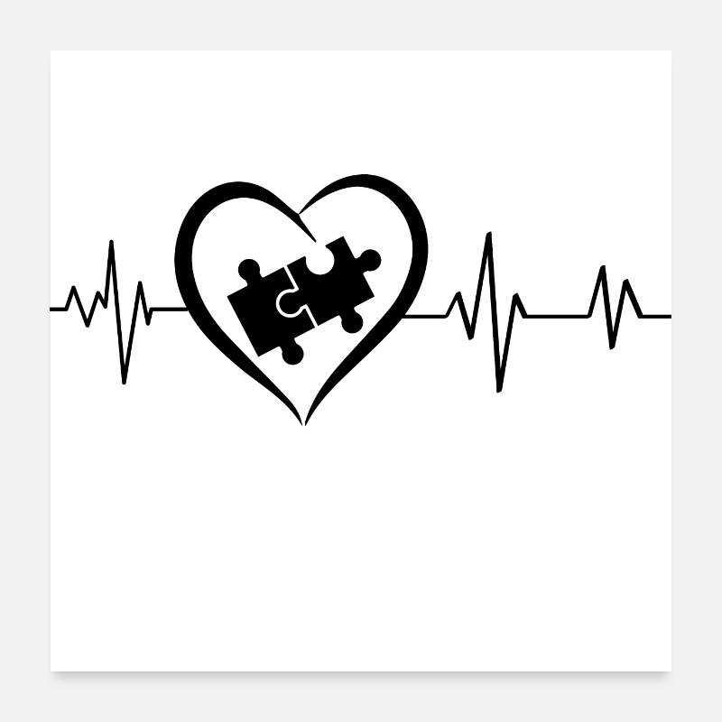 heartbeat puzzle Poster 24" x 24" (60x60 cm)