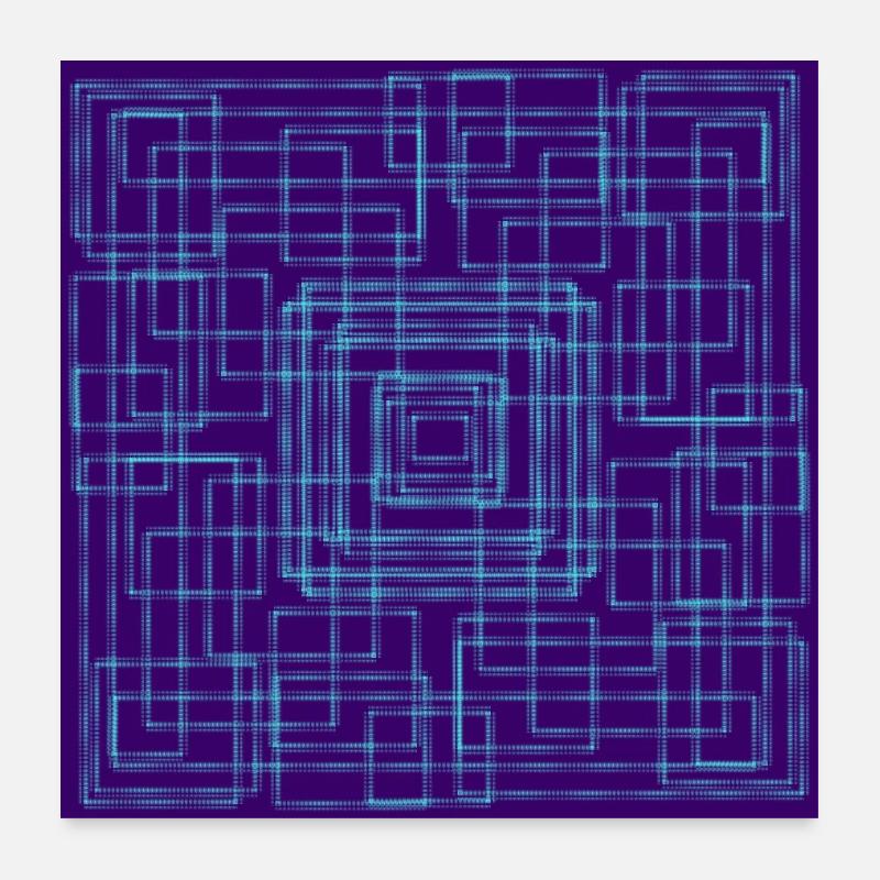 Blå labyrint Poster 60x60 cm