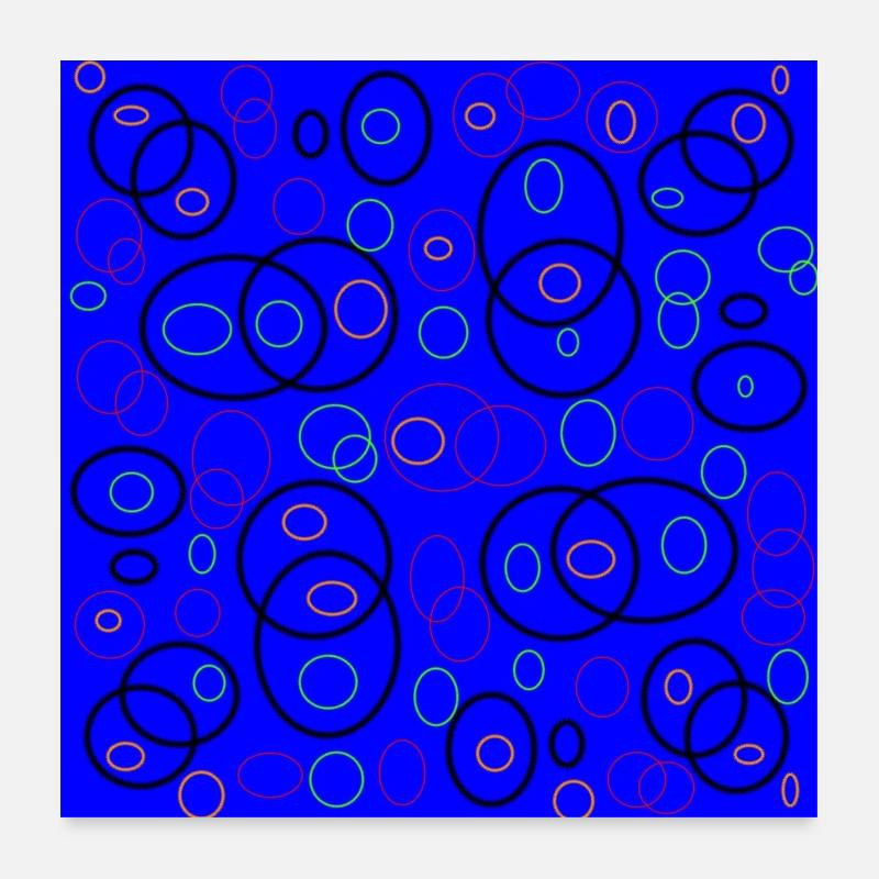 cercles sur fond bleu Poster 60 x 60 cm