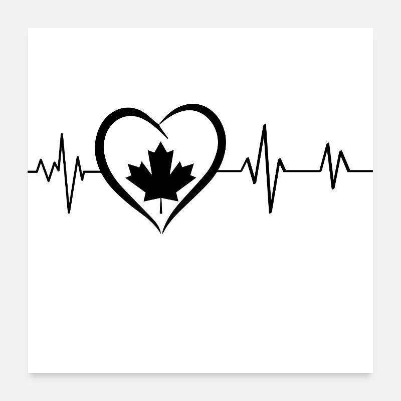 Heartbeat Maple Leaf - Poster 24" x 24" (60x60 cm) - white