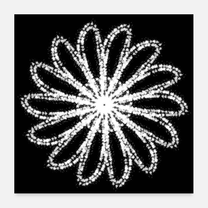 Fleur géométrique blanche Poster 60 x 60 cm