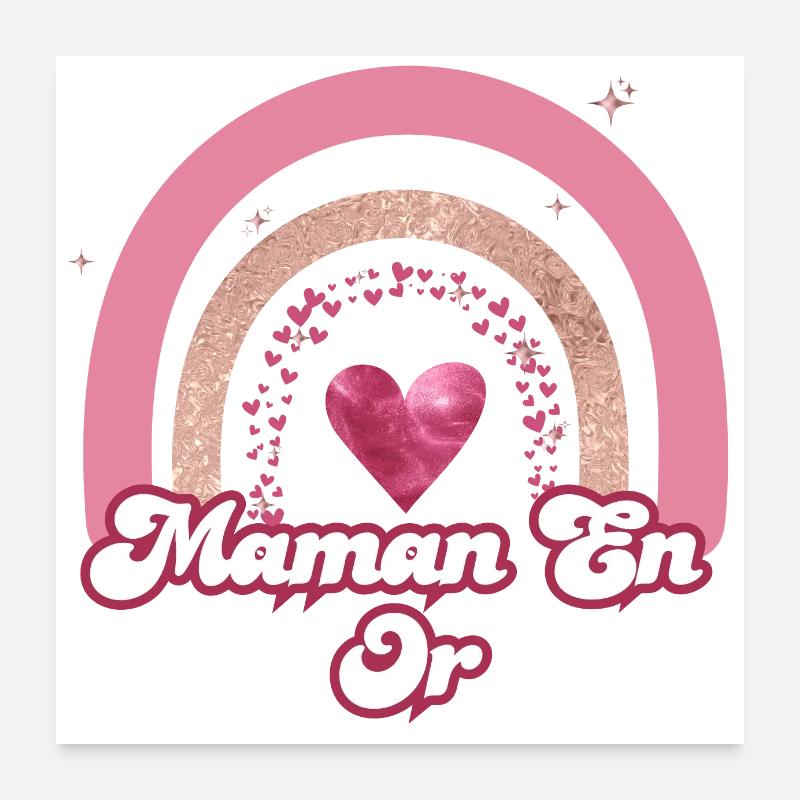 Mama in Gold Regenbogen Rose - Mama Geschenk Poster 60x60 cm