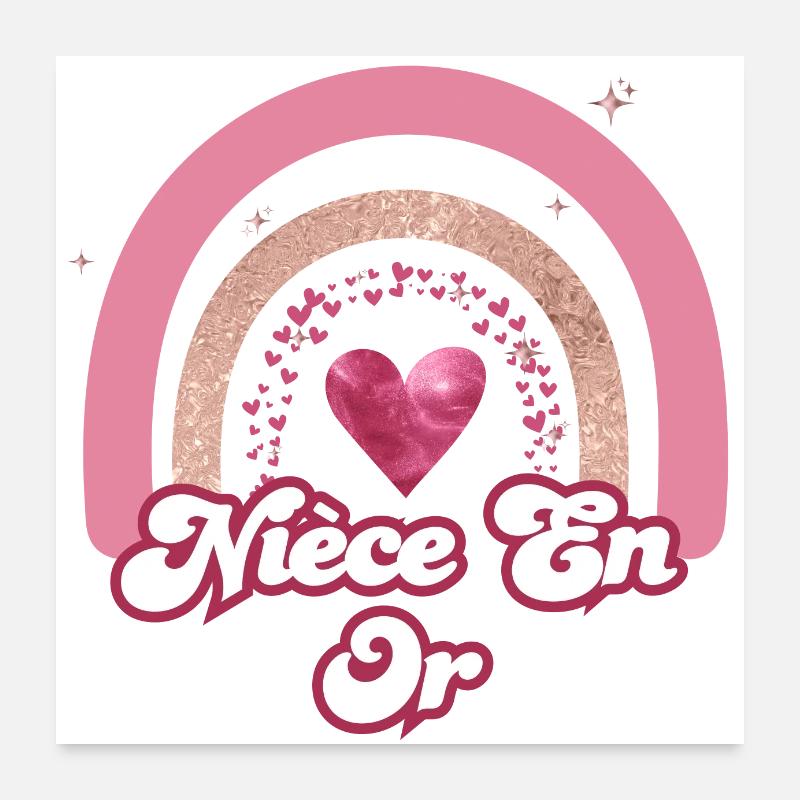 nièce en or rainbow rose - cadeau nièce Poster 60 x 60 cm