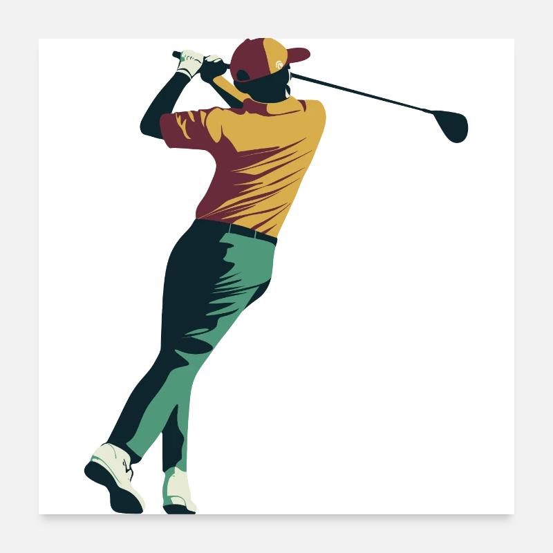 Golfer Golf Golfball - Poster 60x60 cm - Weiß