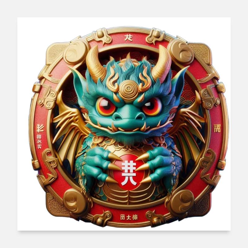 Monstre Japonais Dragon Poster 60 x 60 cm