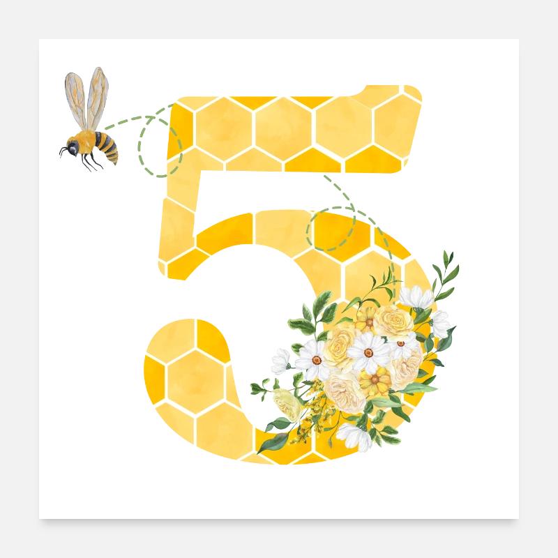 Biene zum 5-jährigen Jubiläum Poster 60x60 cm