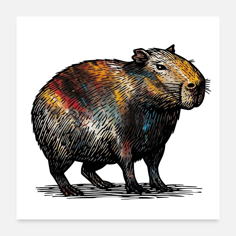 Cabybara - Poster 60x60 cm - Weiß
