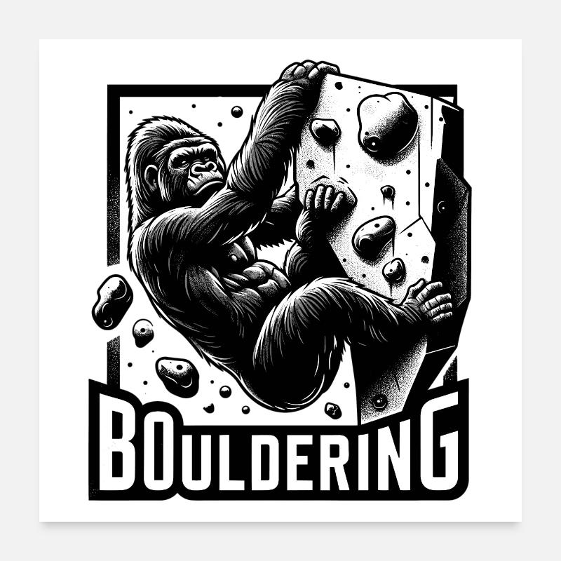 Bouldering Gorilla Silverback Cadeau Poster 60 x 60 cm