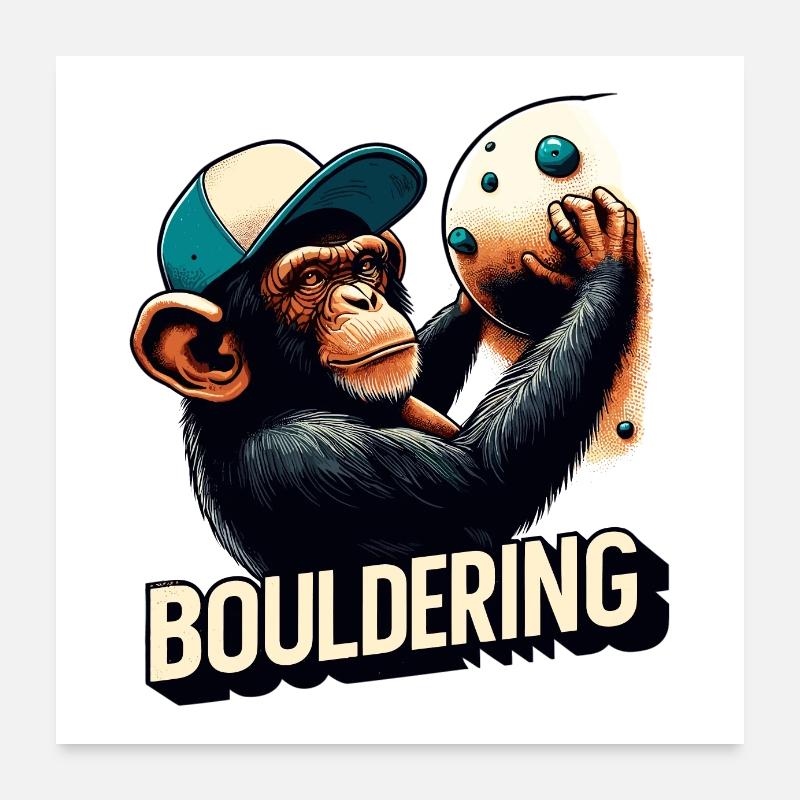 Bouldering chimpanse klatring gave Poster 60x60 cm