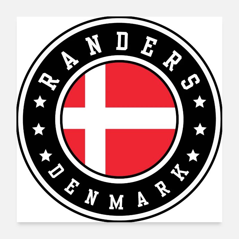 Randers, Dänemark - Poster 60x60 cm - Weiß