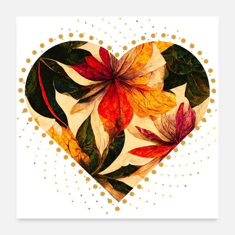 Flower Heart: Abstrakte Liebe Poster 60x60 cm