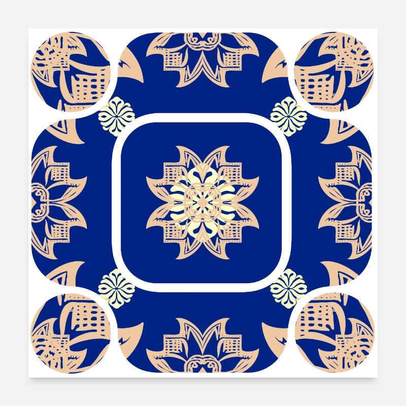 Abstraction bleue et crème : Harmonie délicate Poster 60 x 60 cm