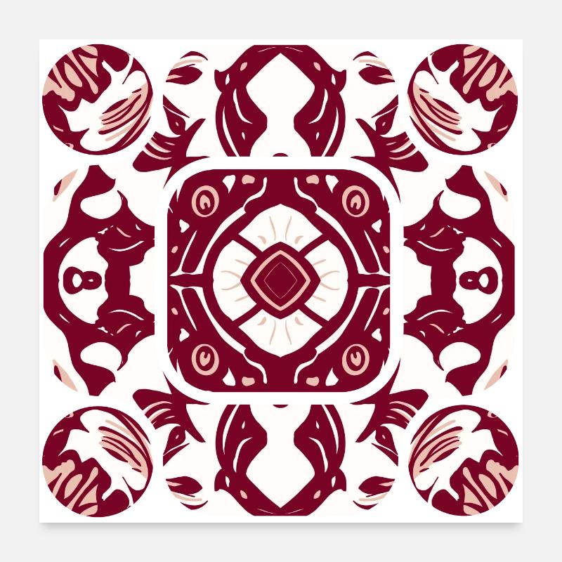 White and red abstraction Poster 24" x 24" (60x60 cm)