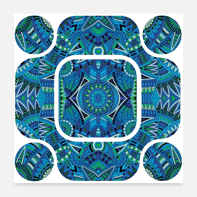 Blauer Azteke Zusammenfassung Poster 60x60 cm