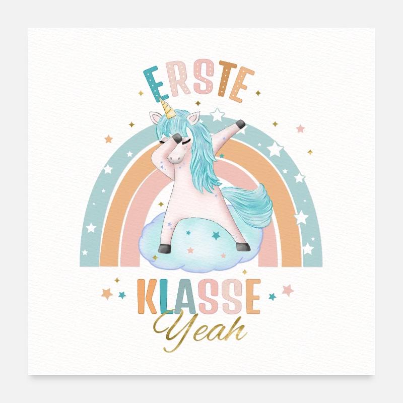School First Grade Unicorn Poster 24" x 24" (60x60 cm)