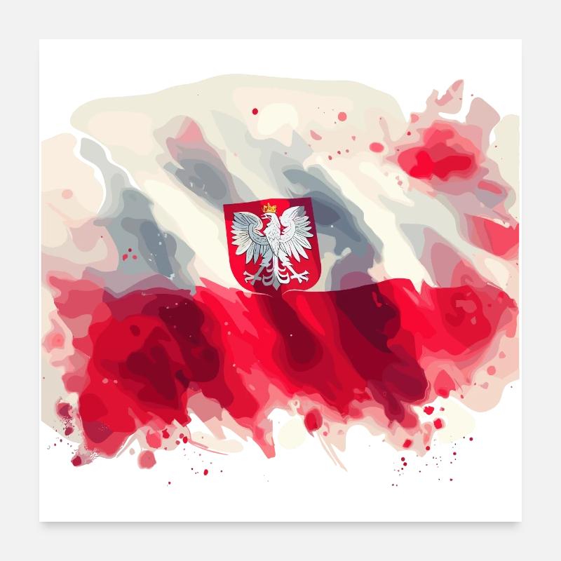 Drapeau Pologne Pologne Polska Polonais Rouge Blanc Poster 60 x 60 cm