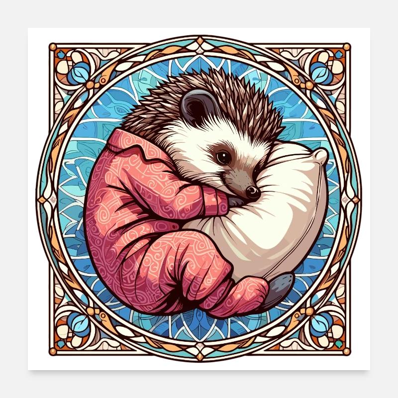 Hérisson Sleeping Passion Cadeau Poster 60 x 60 cm