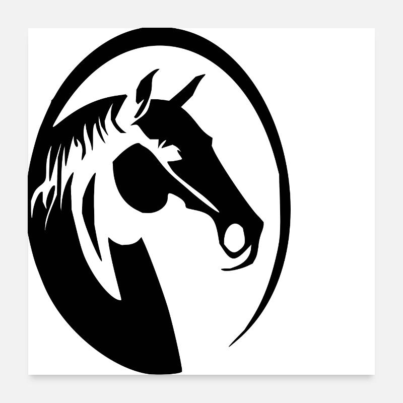 Cheval noir cool Poster 60 x 60 cm