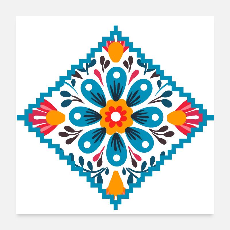 Géométrie florale - Poster 60 x 60 cm - blanc