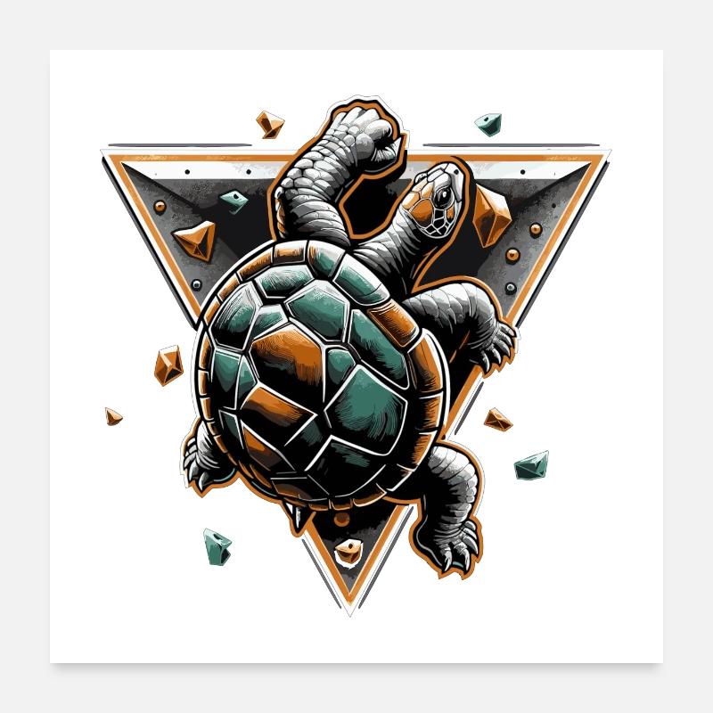 Bouldering Turtle Climbing Gift Poster 24" x 24" (60x60 cm)