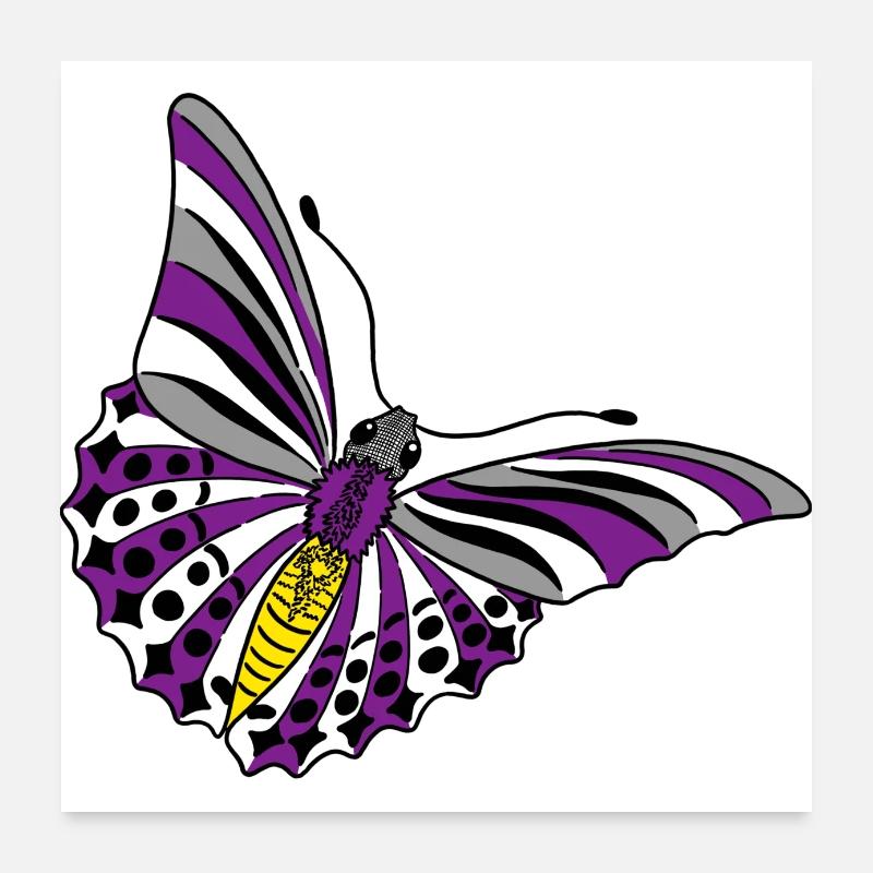 butterfly asexual non binary labrys lesbian - Poster 24" x 24" (60x60 cm) - white