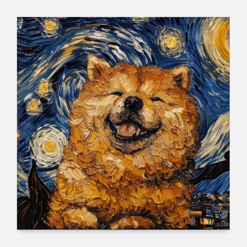 Chow Chow van gogh hund Poster 60x60 cm