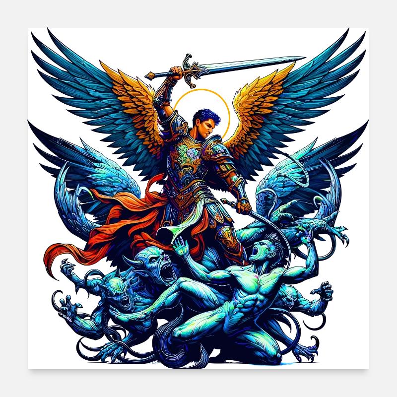 Erzengel Heiliger Religion Gott Engel Glaube Michael Poster 60x60 cm