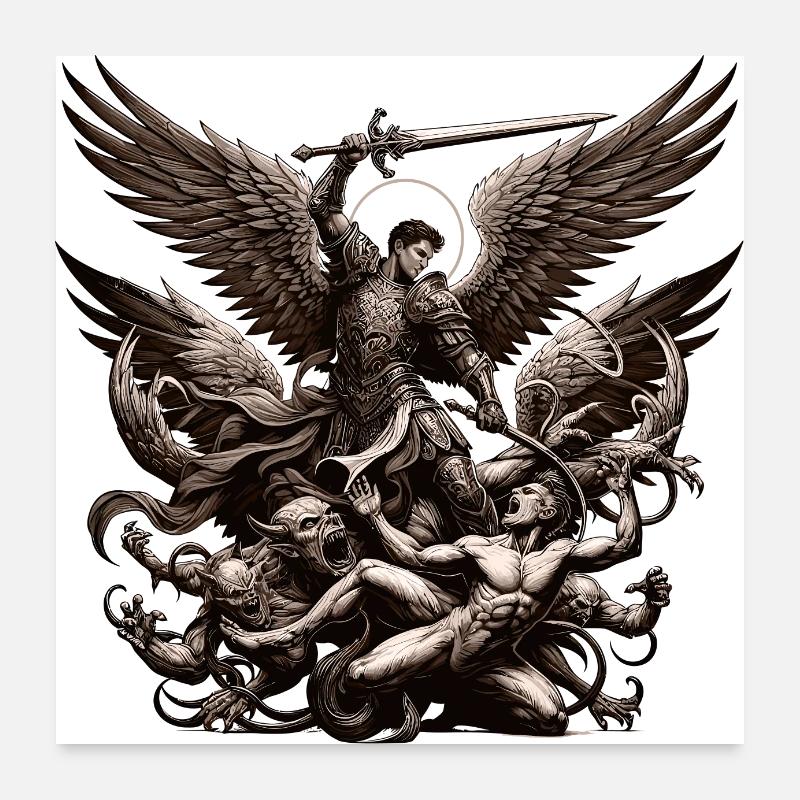 Erzengel Heiliger Religion Gott Engel Glaube Michael Poster 60x60 cm