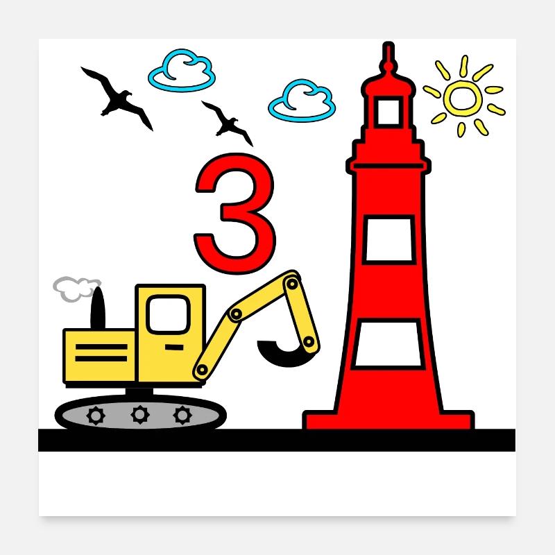 Excavator Poster 24" x 24" (60x60 cm)