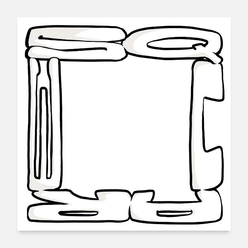 Square Graffiti (Black & White) Poster 24" x 24" (60x60 cm)