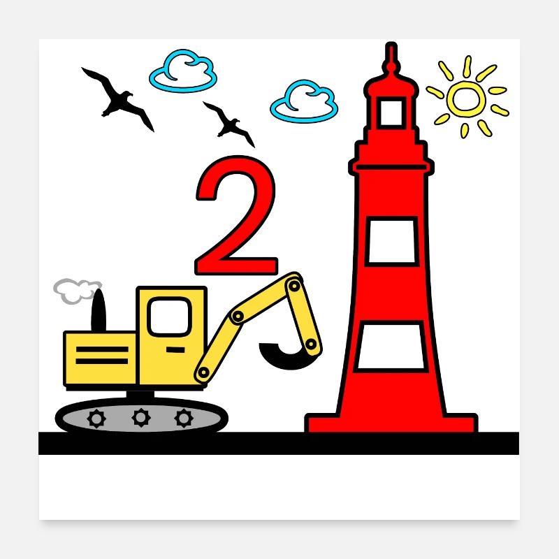 Excavator Poster 24" x 24" (60x60 cm)