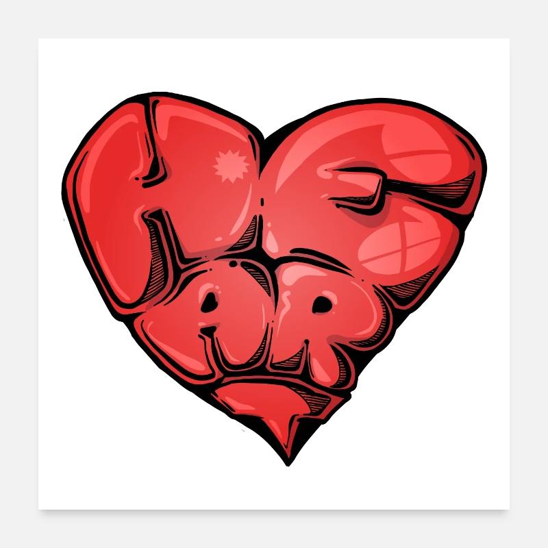 Heart Graff Poster 60 x 60 cm