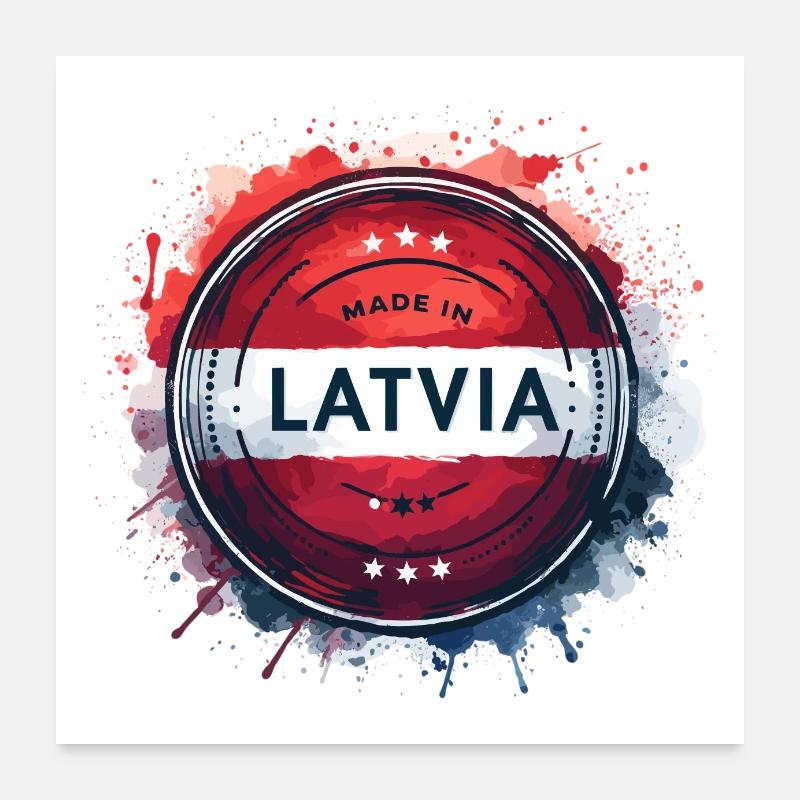 Made in Lettland Geschenk Poster 60x60 cm