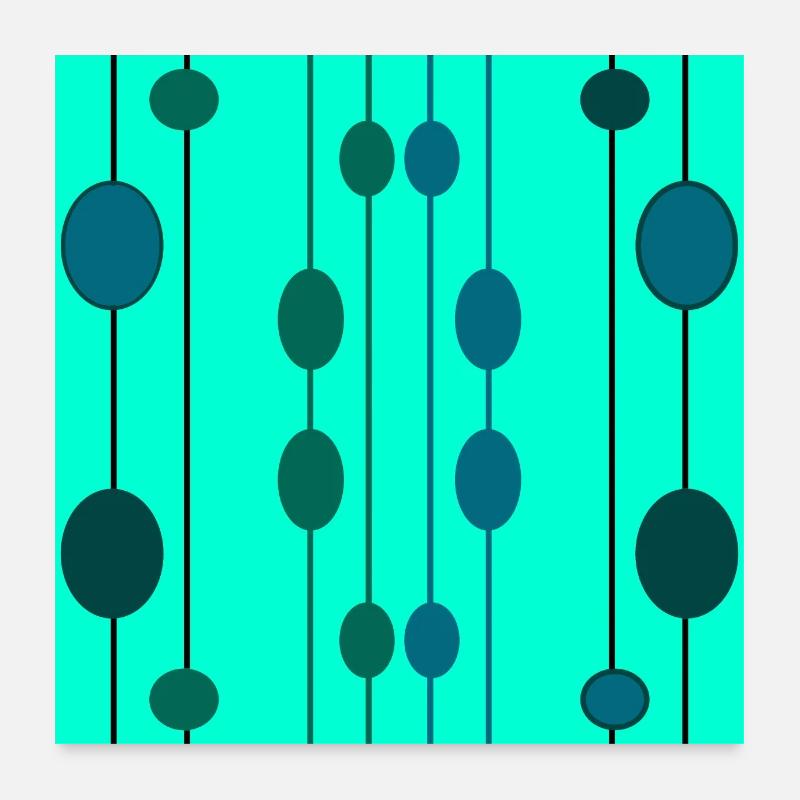 bulles et lignes bleues et vertes Poster 60 x 60 cm